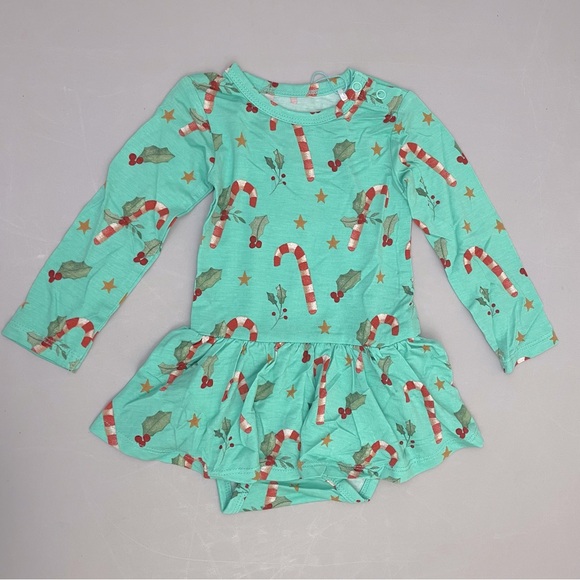 NWT - Posh Peanut Peppermint Long Sleeve Basic Ruffled Romper 9-12 Months - Picture 5 of 12